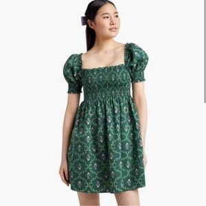 Hill house home Athena short Nap Dress - Emerald Trellis green / M